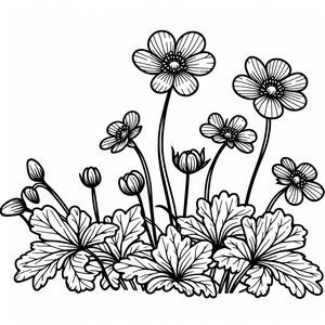A black and white drawing of flowers 4