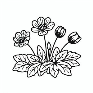 A black and white drawing of flowers