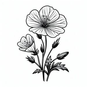 Một bản vẽ đen trắng của một bông hoa