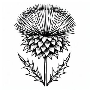 A black and white drawing of a flower