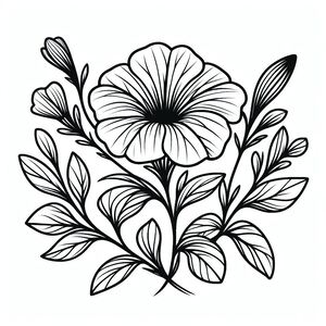 A black and white drawing of a flower 3