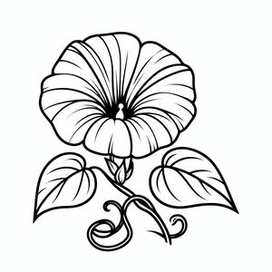 A drawing of a flower with leaves