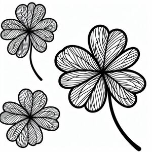 A drawing of three clovers on a white background