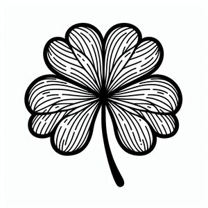 A four leaf clover is shown in black and white