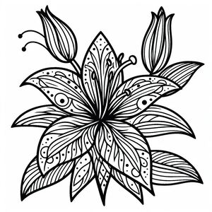 A black and white drawing of a flower 2