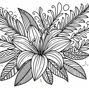 A black and white drawing of a flower 4