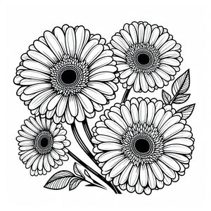 A black and white drawing of flowers