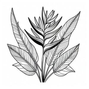A black and white drawing of leaves