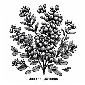 A black and white drawing of a bunch of berries