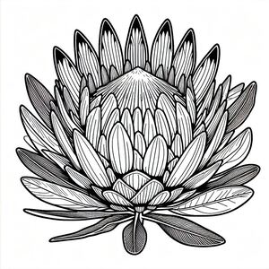 A black and white drawing of a flower