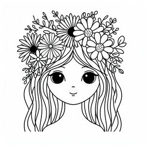 A girl with flowers in her hair