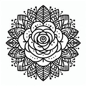 A black and white drawing of a flower 2