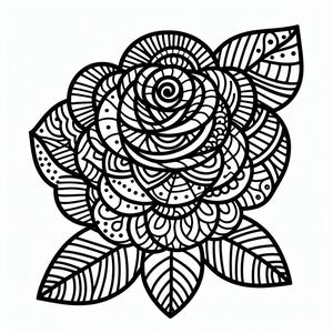 A black and white drawing of a flower 4