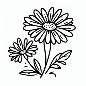 A black and white drawing of a flower