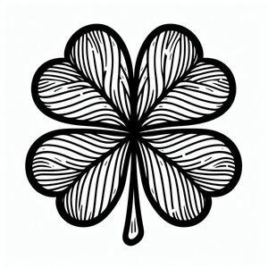 A black and white drawing of a four leaf clover 2