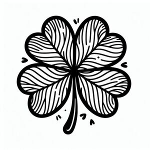 A black and white drawing of a four leaf clover 4