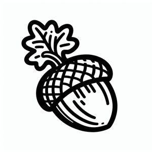 A black and white drawing of an acorn 2