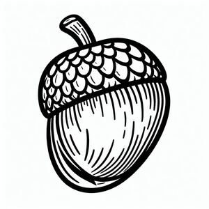 A black and white drawing of an acorn 4