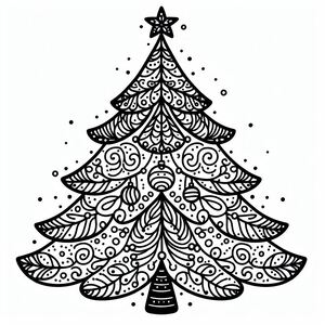 A black and white christmas tree with ornaments 3