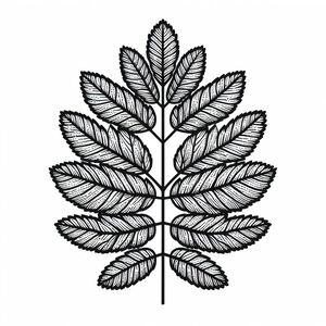 A black and white drawing of a leaf 3