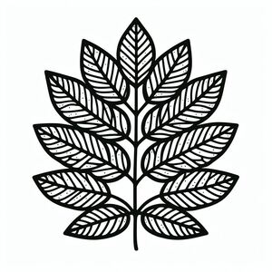 A black and white drawing of a leaf 4