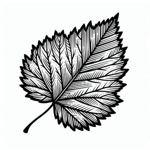 A black and white drawing of a leaf 3