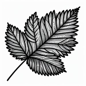 A black and white drawing of a leaf 4