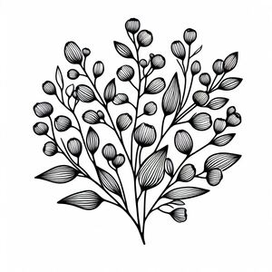 A black and white drawing of a plant 3