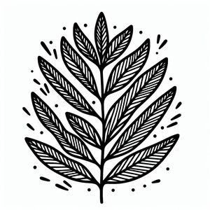 A black and white drawing of a leaf 3