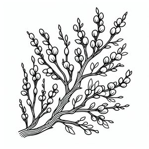 A black and white drawing of a plant