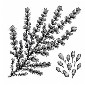 A branch of a pine tree with cones