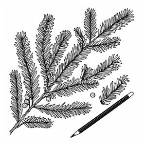 A drawing of a branch with a pencil