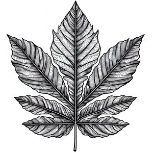 A black and white drawing of a leaf 4