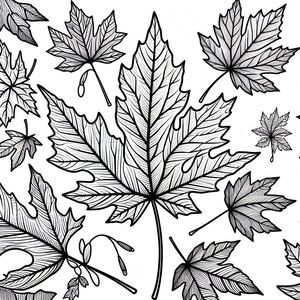 A black and white drawing of leaves 4