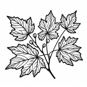 A black and white drawing of leaves