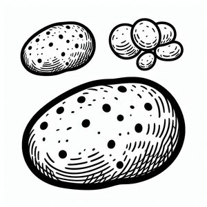 A black and white drawing of a loaf of bread