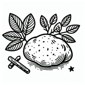 A black and white drawing of an orange