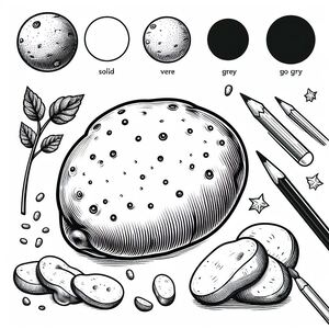 A black and white drawing of different objects