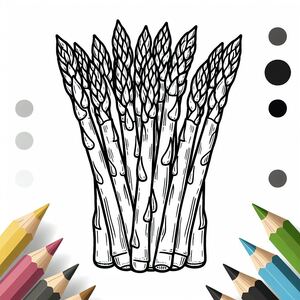 A drawing of a bunch of asparagus