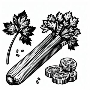 A black and white drawing of a bunch of carrots 2