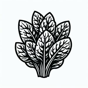 A black and white drawing of a leafy plant 2