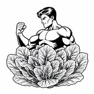 A man standing in front of a bunch of lettuce
