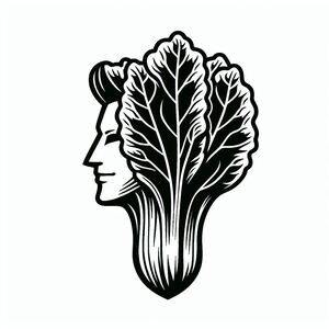 A woman's head with a leafy head