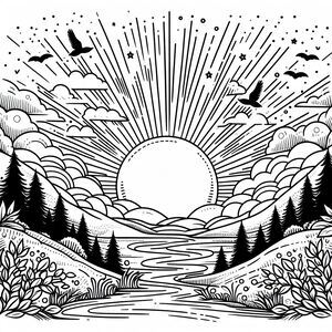 Sunrise landscape in the middle of the river
