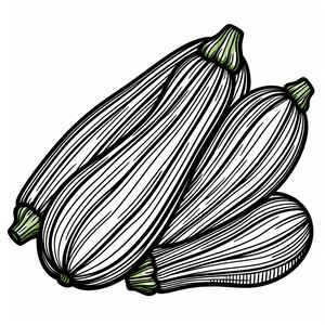 A drawing of a bunch of zucchini on a white background
