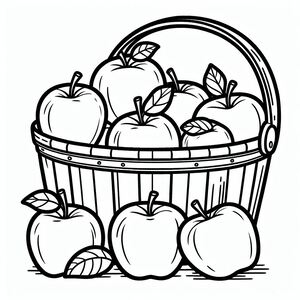 A basket full of apples coloring page