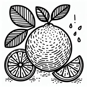 A black and white drawing of a lemon 4