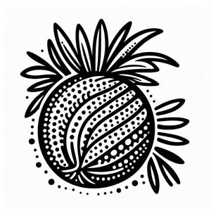 A black and white drawing of a pineapple