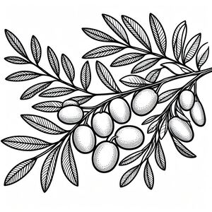 A branch with olives and leaves