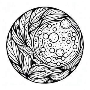 A black and white drawing of a circular object 3